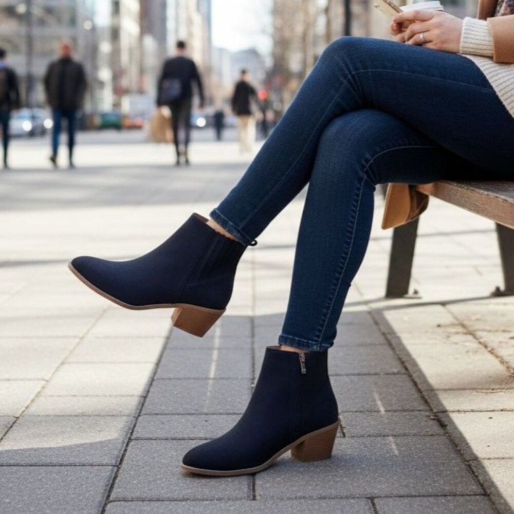 Draper James 8 Women Elle Bootie Chunky Stacked 2" Heel Zip-up Ankle Boots